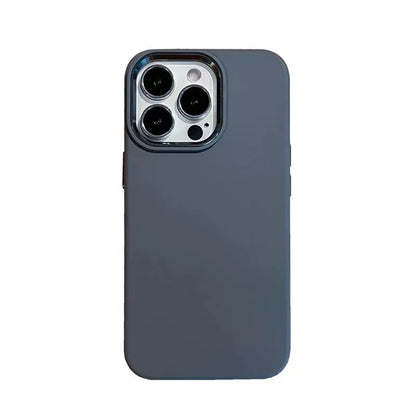 Full-cover liquid silicone metal iPhone case in solid colour with shockproof anti-fingerprint design