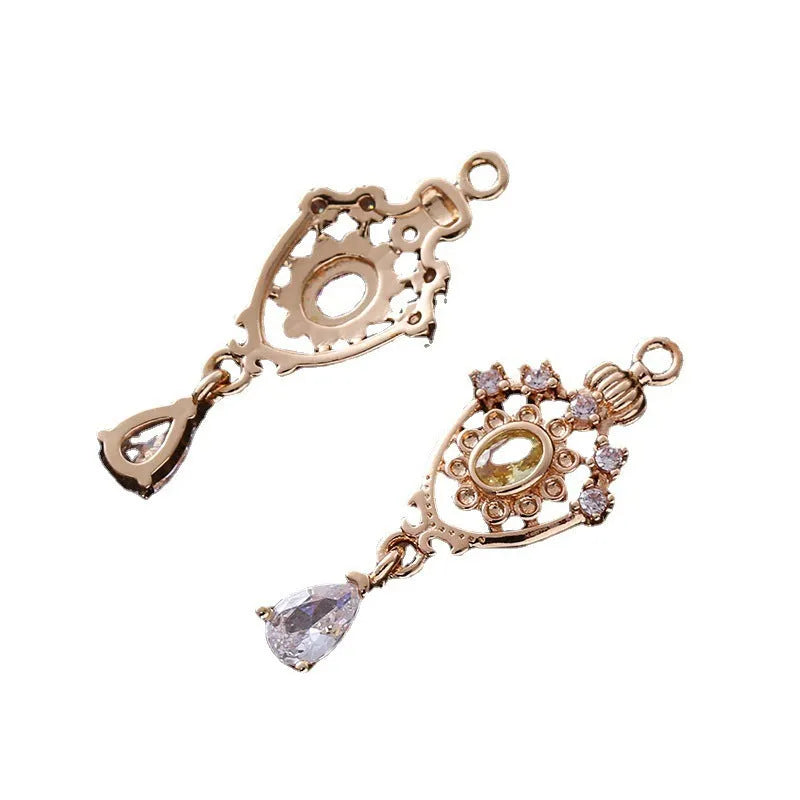 Small water drop pendant with crown design and zircon stones in five colour options