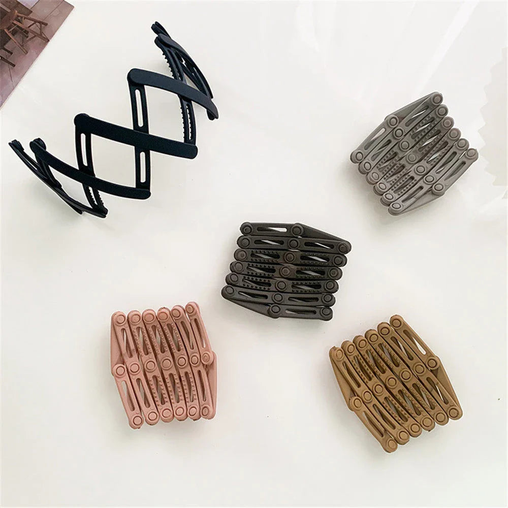 Compact retractable hair band with non-slip teeth grip, available in various colors for versatile styling