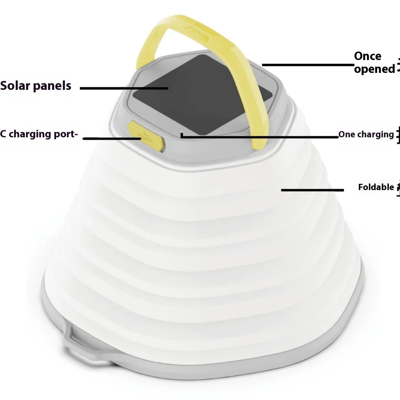 White camping lamp with single-key switch, compact design for tents and outdoor use