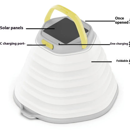 White camping lamp with single-key switch, compact design for tents and outdoor use