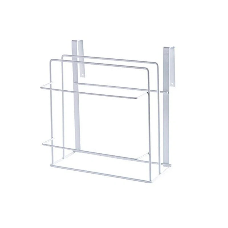Double layer iron kitchen towel rack with chopping board storage
