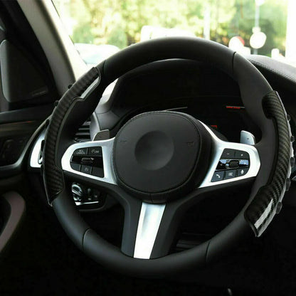 Carbon fibre black steering wheel anti-skid sleeve for 38cm diameter, made from durable fibre material