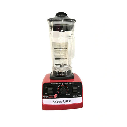 Red multifunctional juicer blender with 3000W motor, container, and base for kitchen food processing