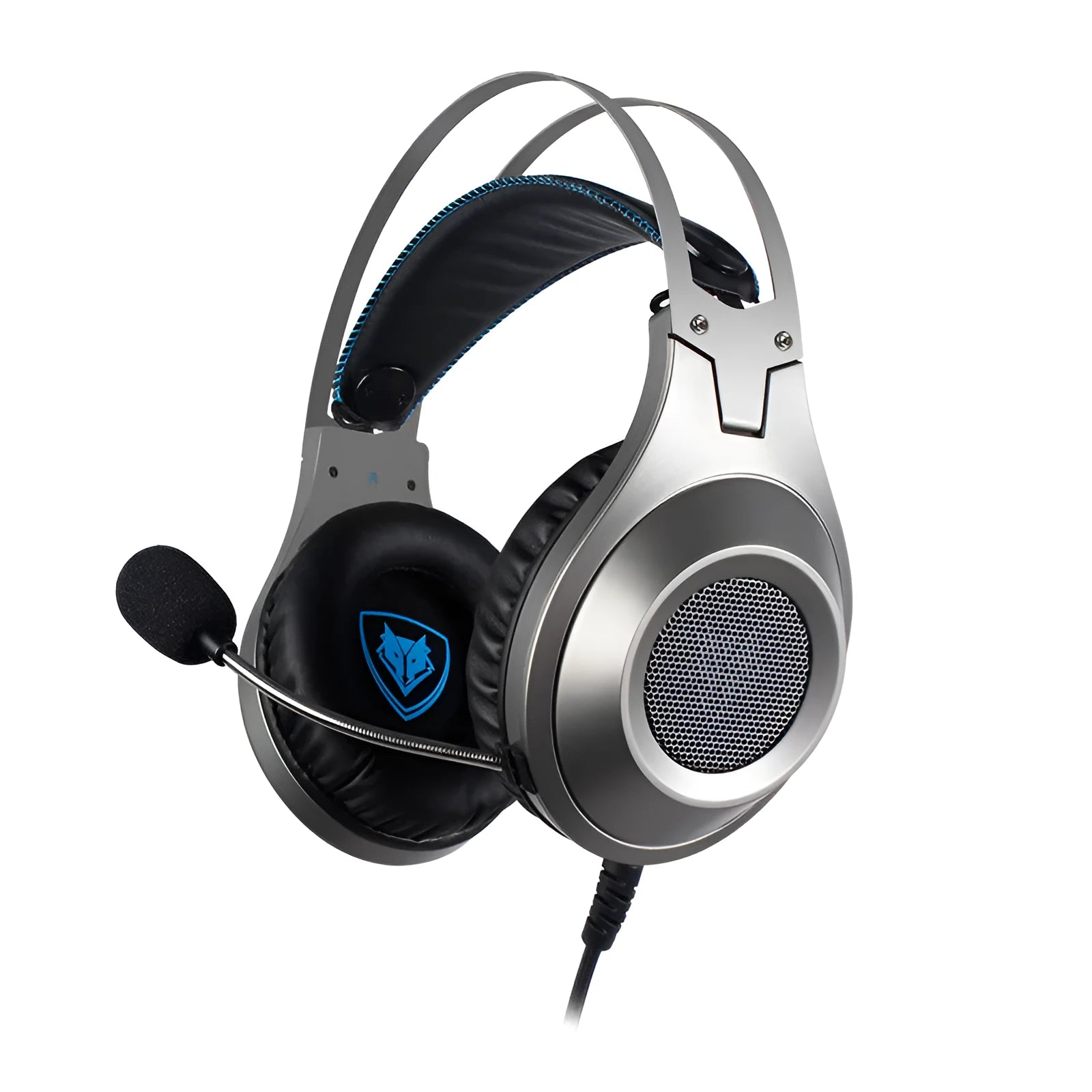 NUBWO N2 black and silver over-ear gaming headset with microphone and volume control.