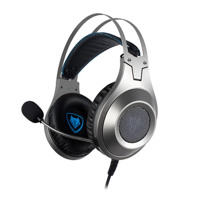 NUBWO N2 black and silver over-ear gaming headset with microphone and volume control.