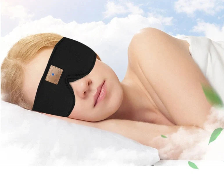 3D Bluetooth 5.0 Sleep Headphones Eyemask with ultra-thin stereo speakers in black