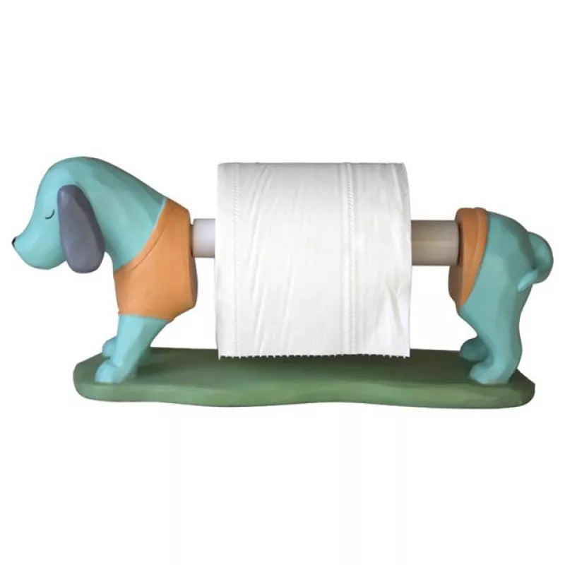 Cartoon dachshund with a tray resin desktop decoration