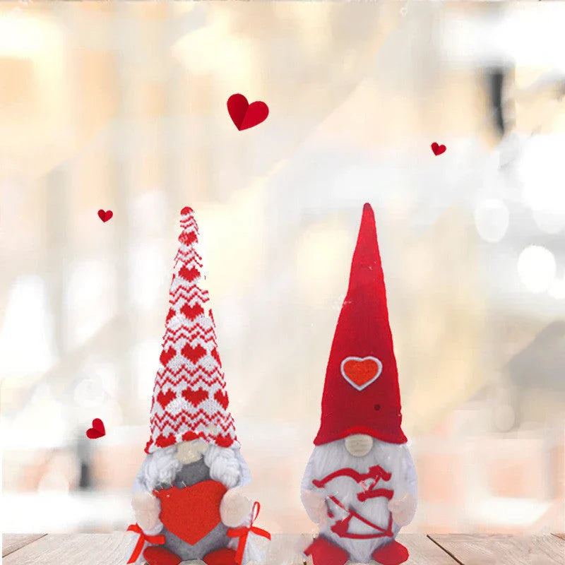 Soft, plush Cupid gnome figures in various styles for Valentine's Day, Christmas, and year-round home decor