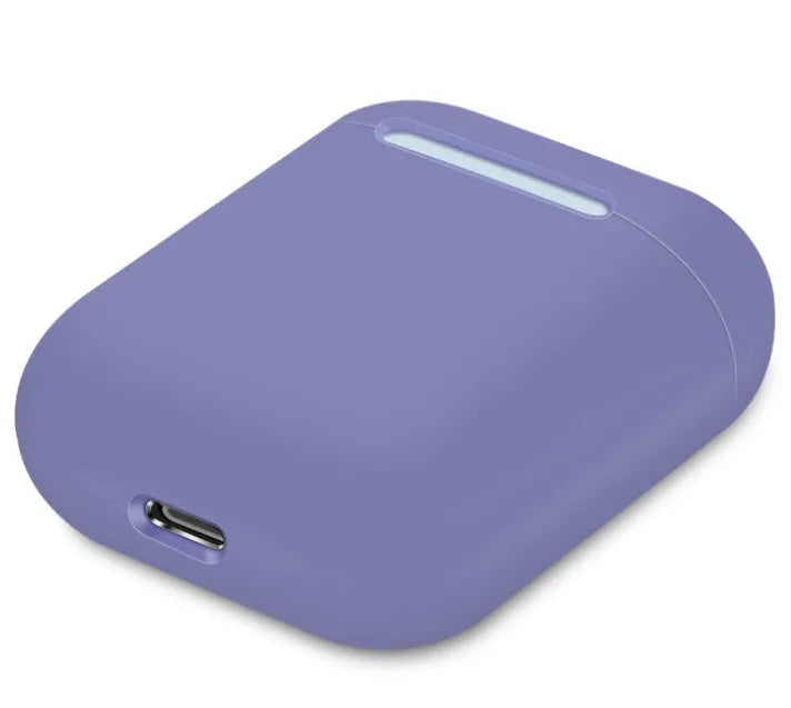 Soft silicone protective case for Apple AirPods charging box in various solid colours.