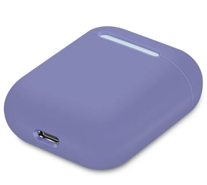 Soft silicone protective case for Apple AirPods charging box in various solid colours.