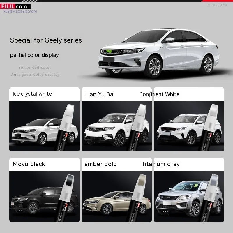 Boyue ICON Benry 12ml Ice Crystal White automotive touch-up paint pen with brush applicator.