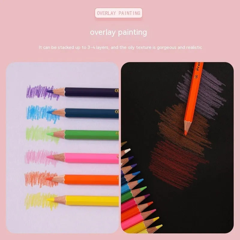 Wooden double-ended colouring pencils set in 12 or 6 piece configurations for student art