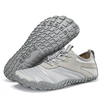 Quick-drying beach shoes with mesh lining and natural rubber sole in light gray, black or rose red, sizes 36-46