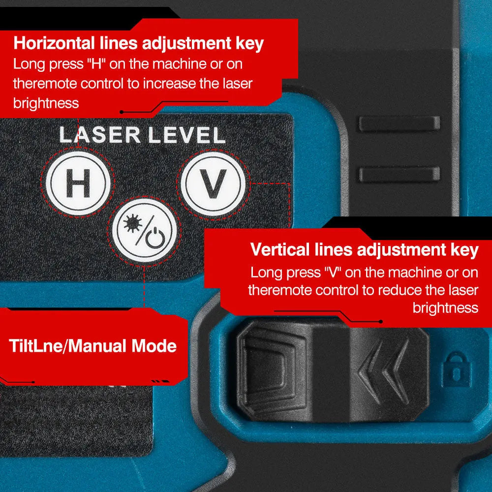 16-line infrared level, floor-mounted portable ABS unit, 30m working distance, dual lithium battery power supply