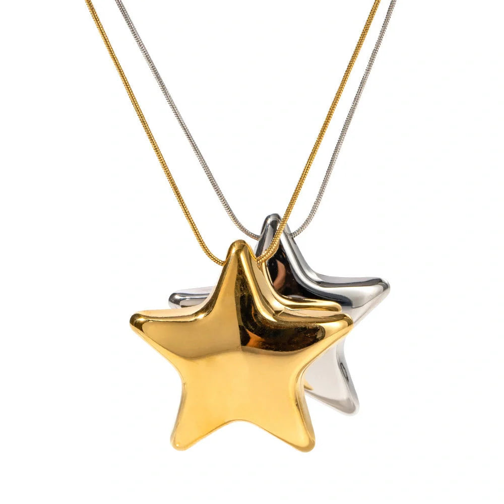 18K gold-plated stainless steel five-pointed star necklace for women