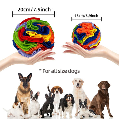 Polar fleece pet sniffing toy ball in 8cm to 20cm sizes for molar chewing and training