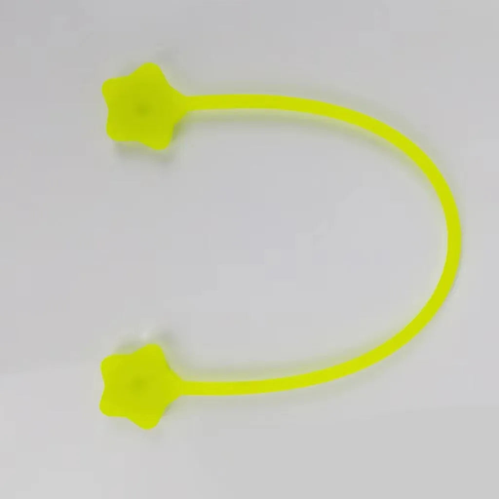 Silicone magnet wire winder for cable organisation in assorted colours on a white background.