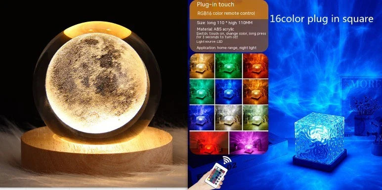 A USB-powered table lamp with a mesmerizing water ripple effect, providing a tranquil and soothing ambiance for any living space.