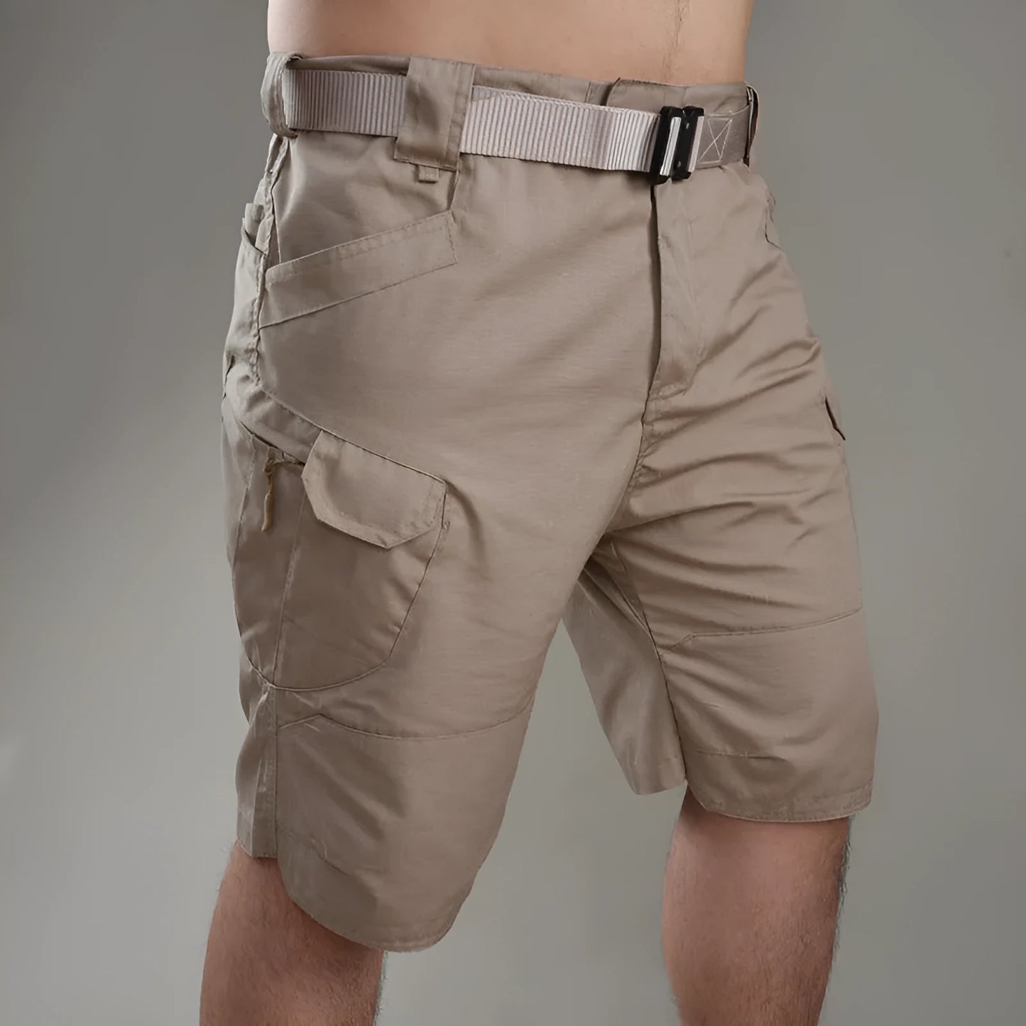 Men's cotton blend tactical shorts in camouflage pattern for outdoor hiking and camping activities