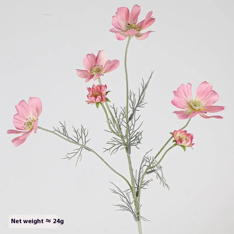Small artificial Persian chrysanthemum bouquet in milky white colour with plastic stems and silk petals