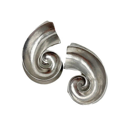 Gold and silver retro geometric alloy ear studs on a white background.