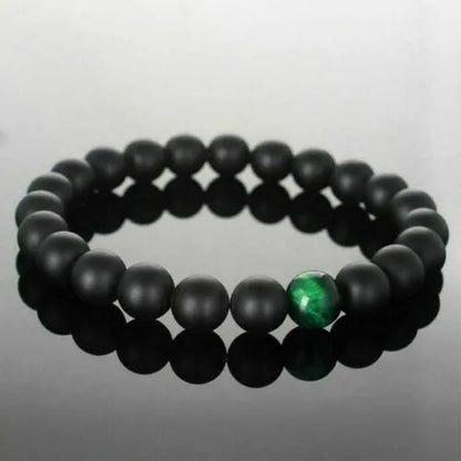 Handcrafted natural stone alloy bracelet showing tiger eye and agate components in 6cm size