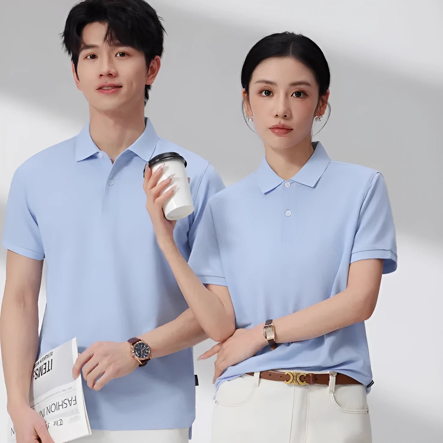 Ice silk cotton polo shirt with lapel collar in various colours for summer business wear