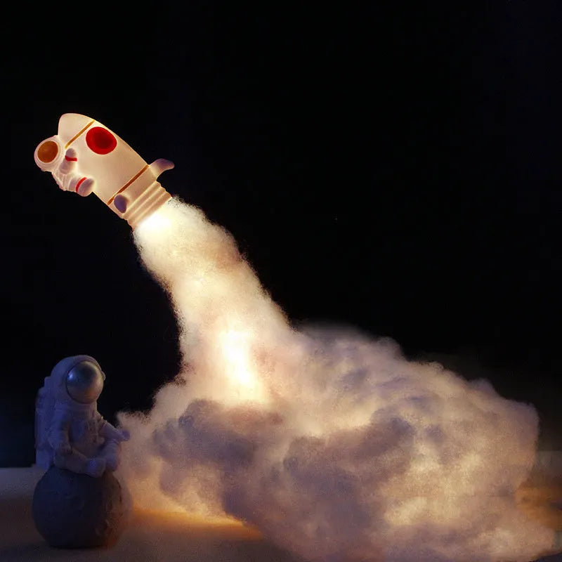 DIY astronaut rocket night light material kit with LED string lights for creative desktop decoration assembly