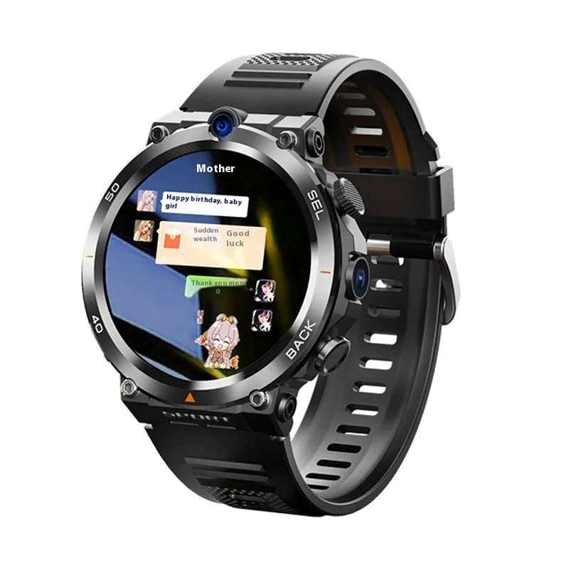 Dual camera sports smartwatch with touch screen, heart rate monitoring and NFC functionality