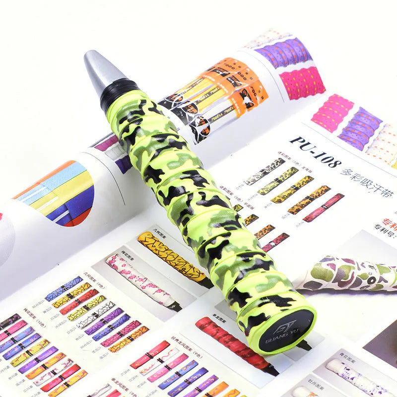 Roll of PU camouflage print grip tape for badminton rackets and fishing rods in multiple colour options.