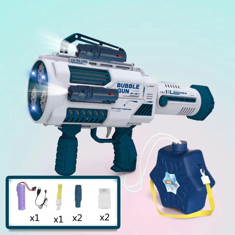 Automated Bubble Blaster toy with multiple color options and USB charging