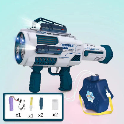 Automated Bubble Blaster toy with multiple color options and USB charging