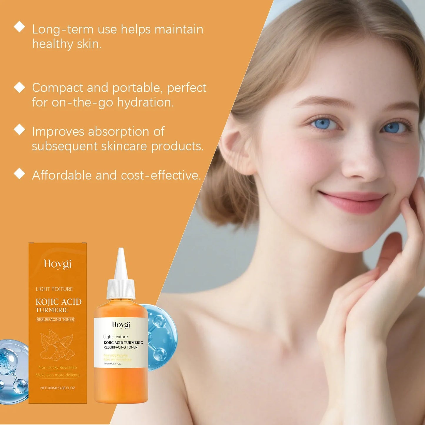 Turmeric moisturizing water 100ml bottle with non-oily formula for facial skincare