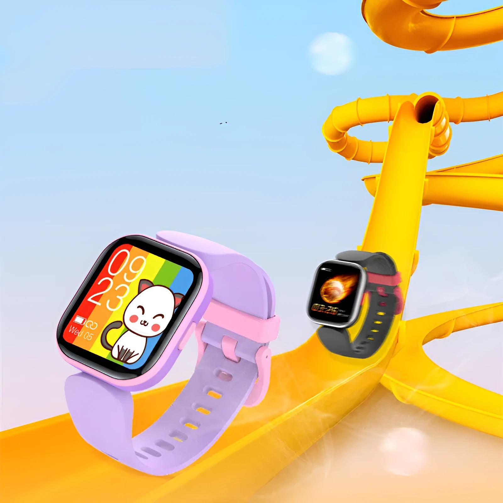 Blue H39T children's smart watch with sporty TPU strap and 1.4-inch screen on wrist