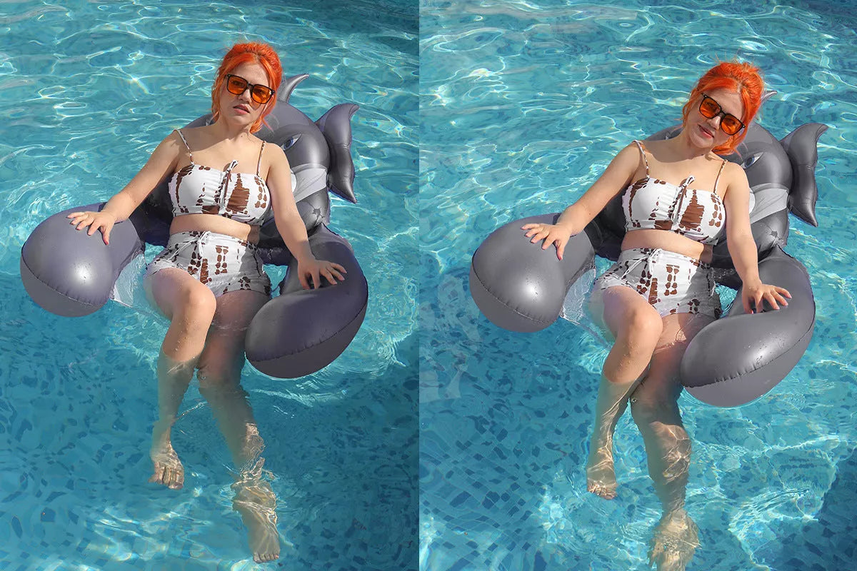 Inflatable animal style floating deck chair with net for water relaxation