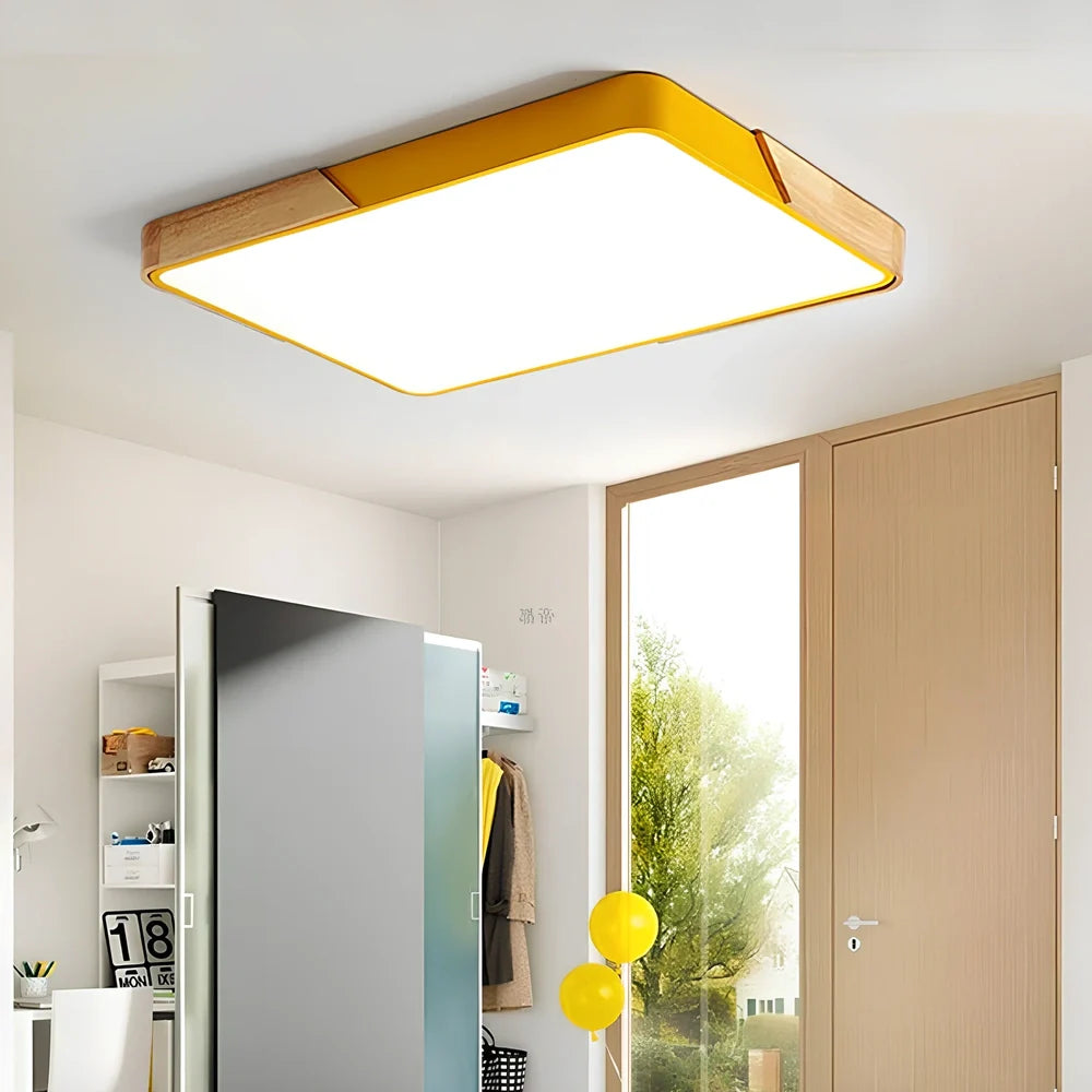 30cm round LED ceiling light with remote control showing three colour options