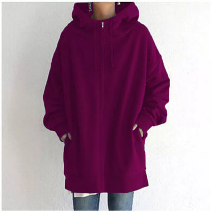 Women's full-zip fuzzy hoodie in various colours and sizes