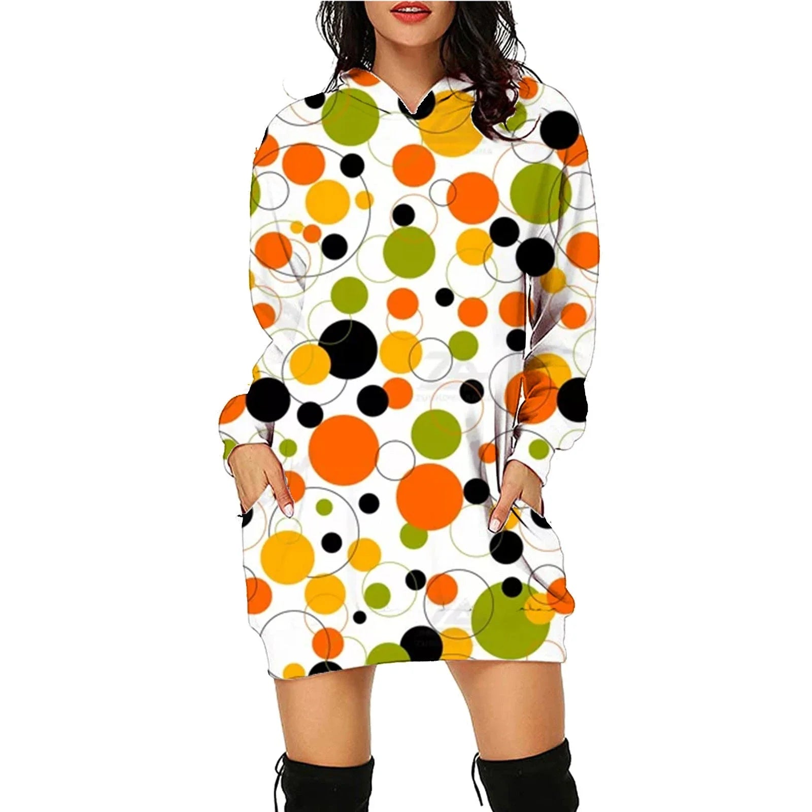 Women's cozy pullover hoodie with bold Halloween-themed print, available in multiple vibrant color options