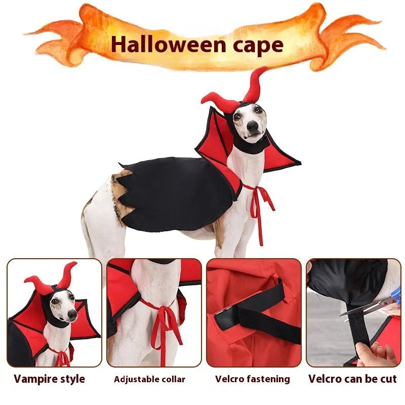 Black polyester vampire cloak and hat Halloween costume for a dog or cat