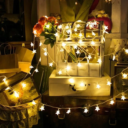 3 metre LED star light string with 20 warm white lights for outdoor festive decoration