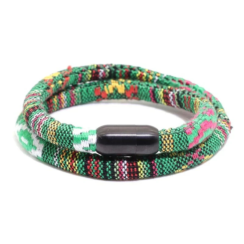 Bohemian Men's Stainless Steel Magnet Charm Bracelet in various colours