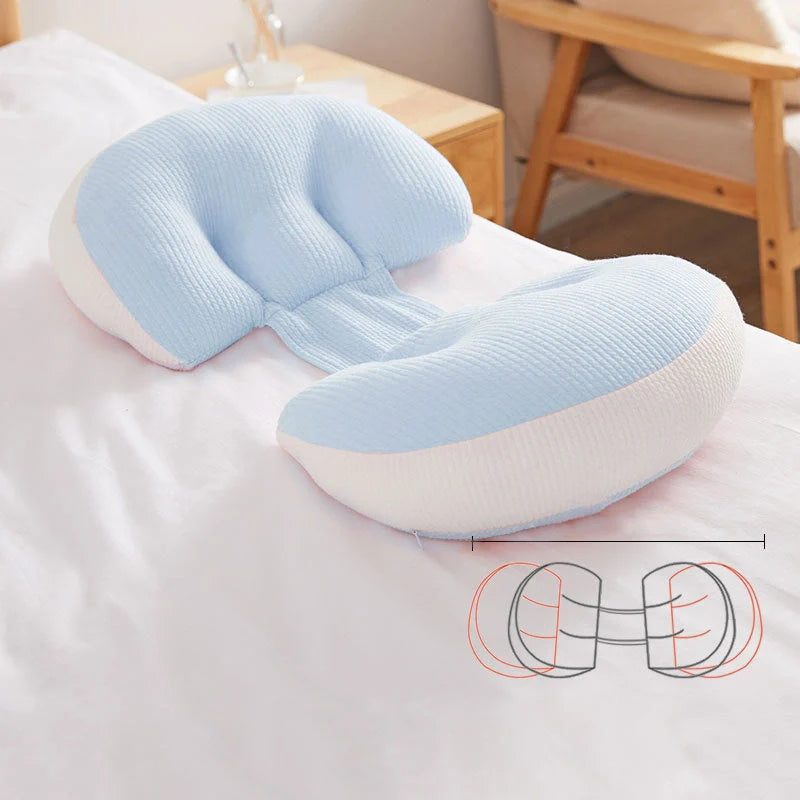 U-Shape Pregnancy Pillow in Pink Grey, Pink White, and Blue White options