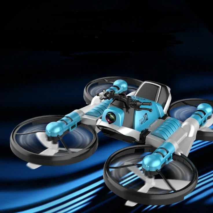 2-in-1 Foldable Drone and Motorcycle RC Toy with HD Camera for Aerial Photography and Ground Exploration