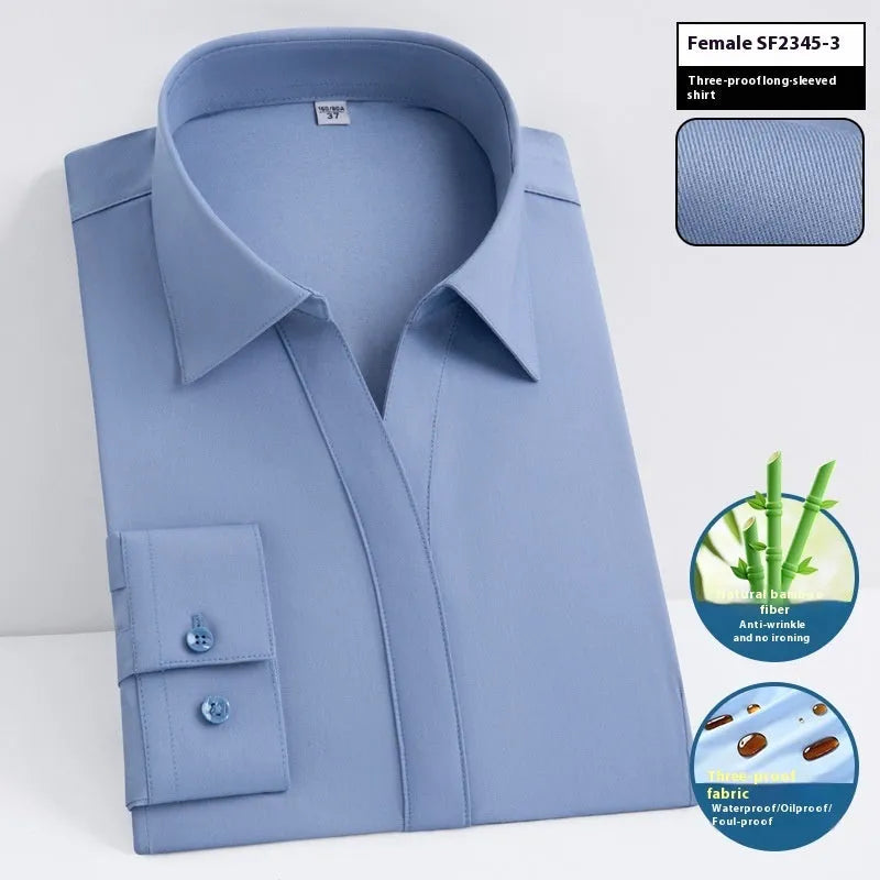 Men's slim fit bamboo fibre formal shirt with square collar, shown in a solid colour.