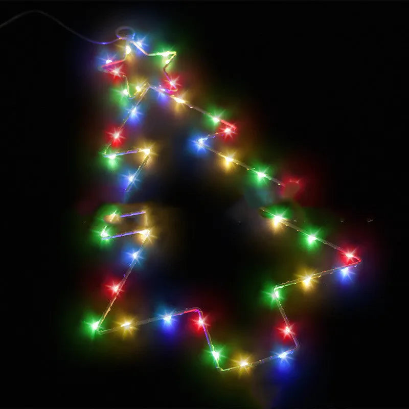 Wrought iron Christmas tree shaped LED garland lights with white birch colour and 40 LED beads