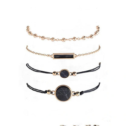 Handmade black turquoise geometric bracelet for women, elegant and modern design