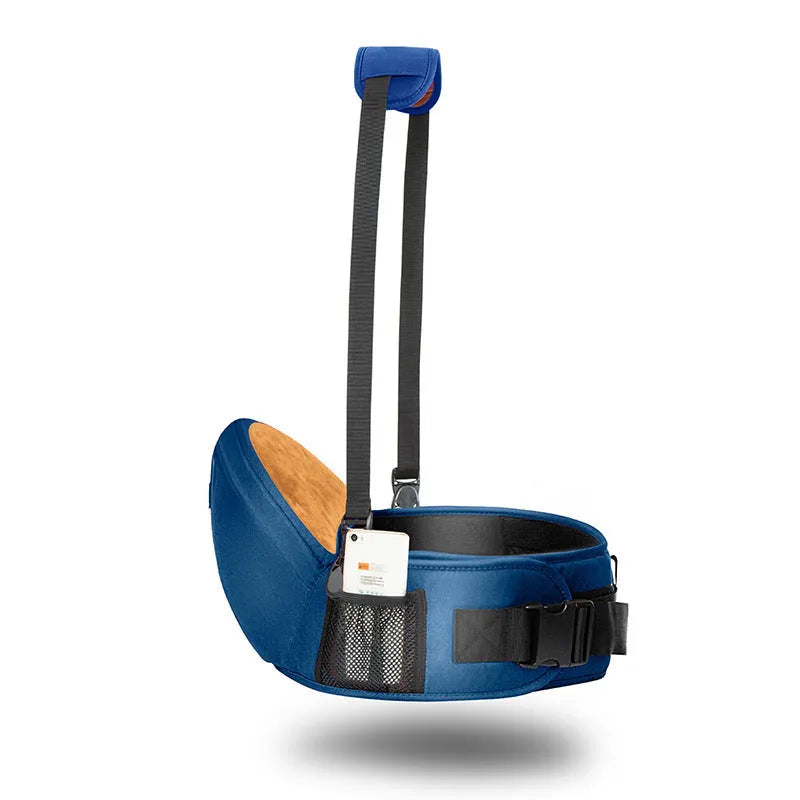 Multifunctional baby lumbar stool carrier with shoulder straps, 20kg load, one size, shown in Lake Blue.