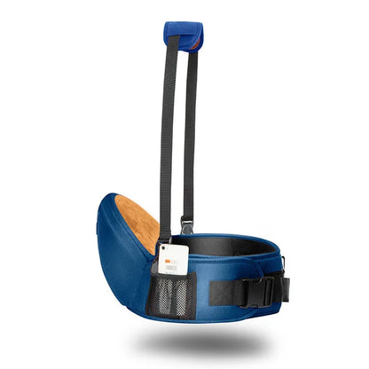 Multifunctional baby lumbar stool carrier with shoulder straps, 20kg load, one size, shown in Lake Blue.