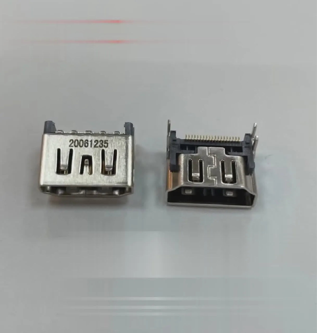 Silver HDMI interface host socket with Type A female port for game console and media device connections
